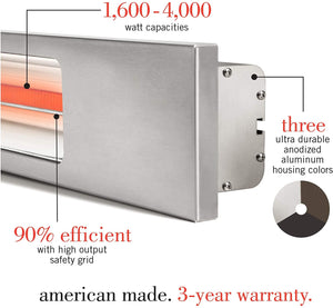 Infratech SL Series Slimline Single Element Anodized Aluminum 63.5" 4000W Matte Black Outdoor Heater - Poolstoreconnect
