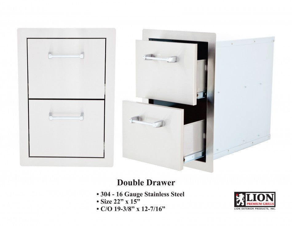 Lion Premium Grills Double Drawers (L2374) - Poolstoreconnect