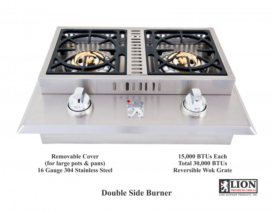 Lion Premium Grills Double Side Burner Natural Gas (L1634) - Poolstoreconnect